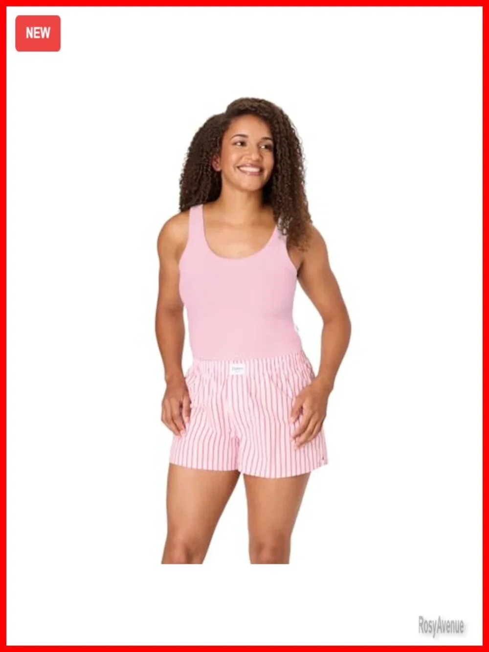 Women's Pajama Set - Tank Top & Boxer Shorts - Cotton-Blend Loungewear Set